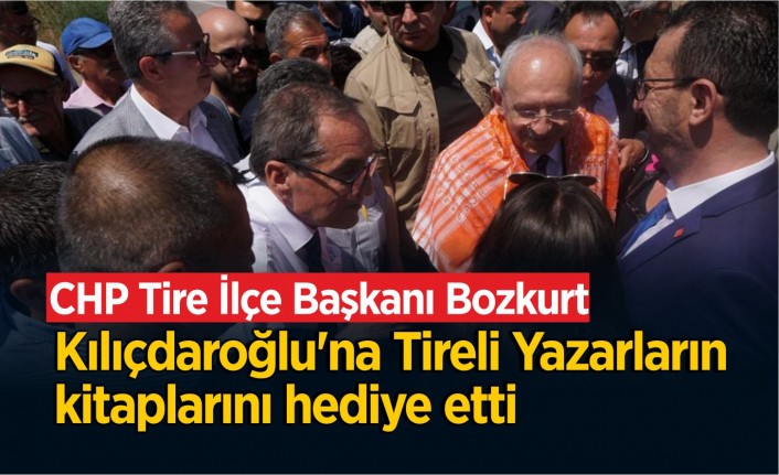 CHP Tire İlçe Başkanı Bozkurt Kılıçdaroğlu’na Tireli Yazarların kitaplarını hediye etti